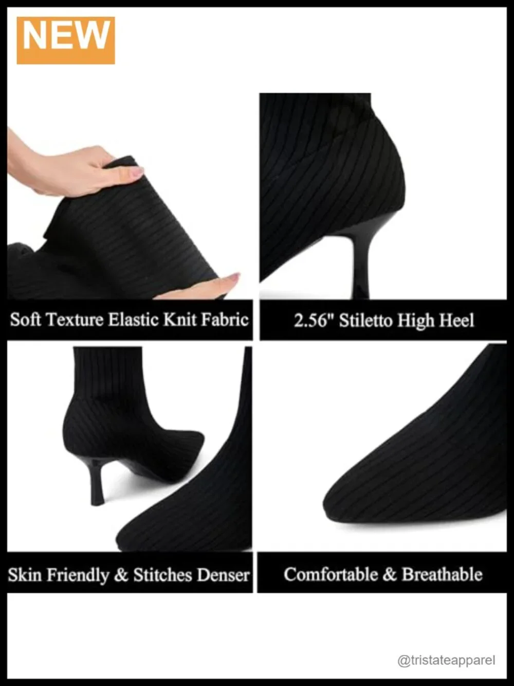 Over the Knee Knit Boots High Heel Pointed Toe Stiletto Women's 4